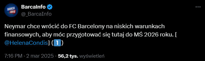 POWÓD, dla którego Neymar chce WRÓCIĆ do Barcelony!